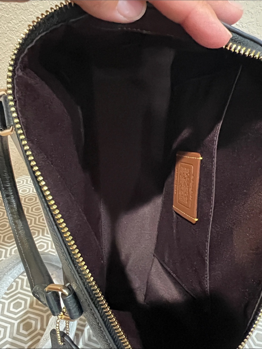 Coach Black Pebbled RFB GRG Leather Satchel with Gold Hardware - Picture 7 of 7